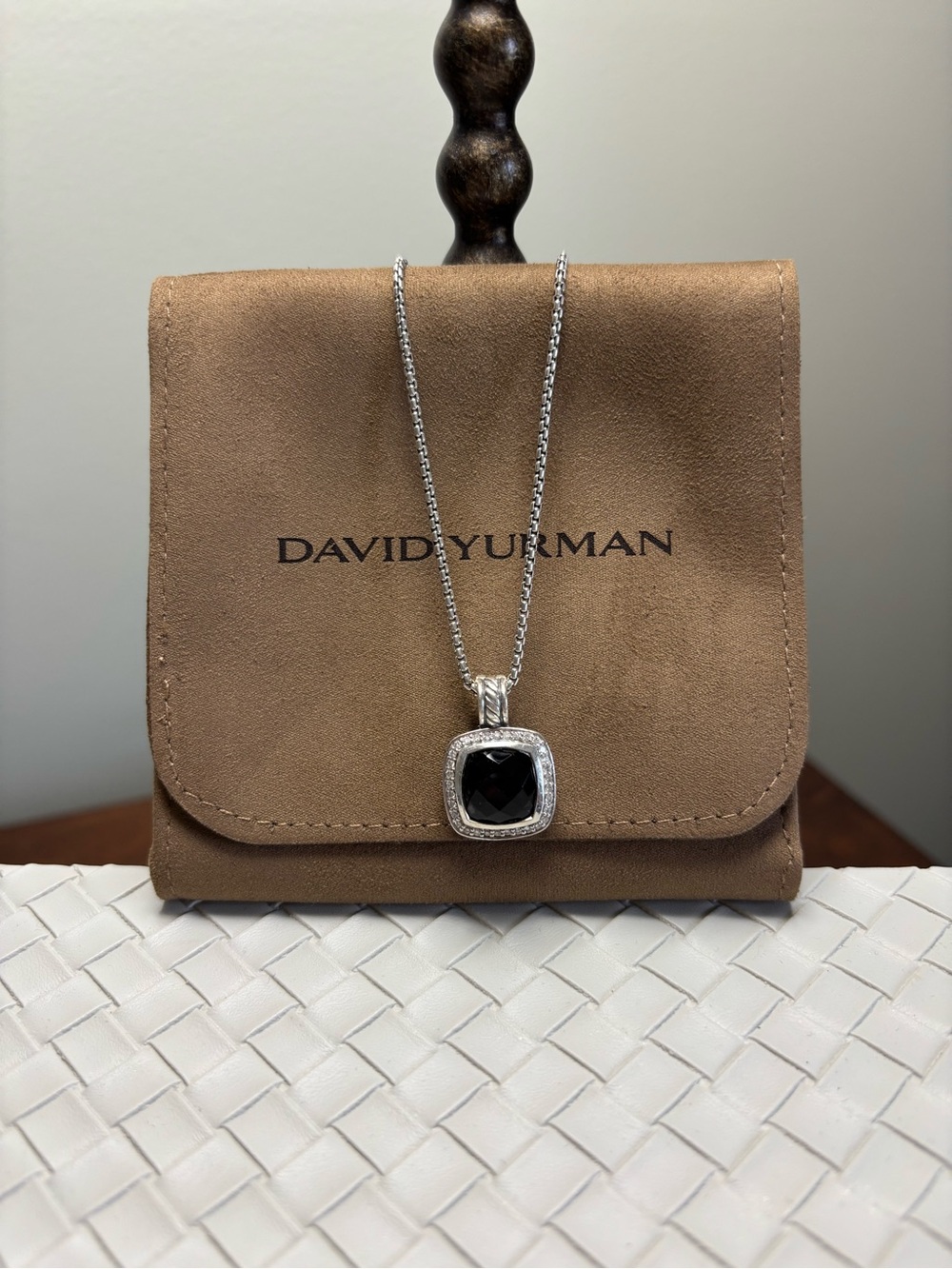 David Yurman Albion 15mm Black Onyx and Diamond Pendant Necklace
